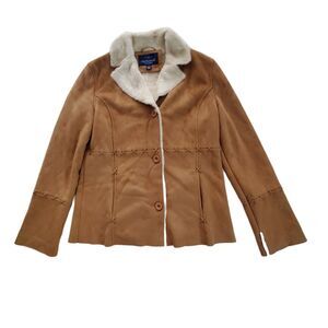 Mackintosh New England Brown Faux Suede Faux Fur Lined Jacket Women's Medium